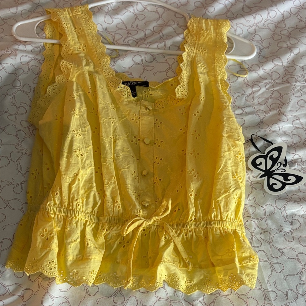 Self Esteem Yellow Eyelet Blouse